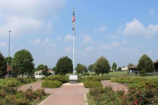 Flag pole with American flag